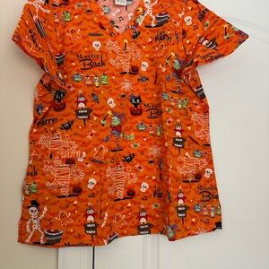 Monster Bash Halloween scrub top
